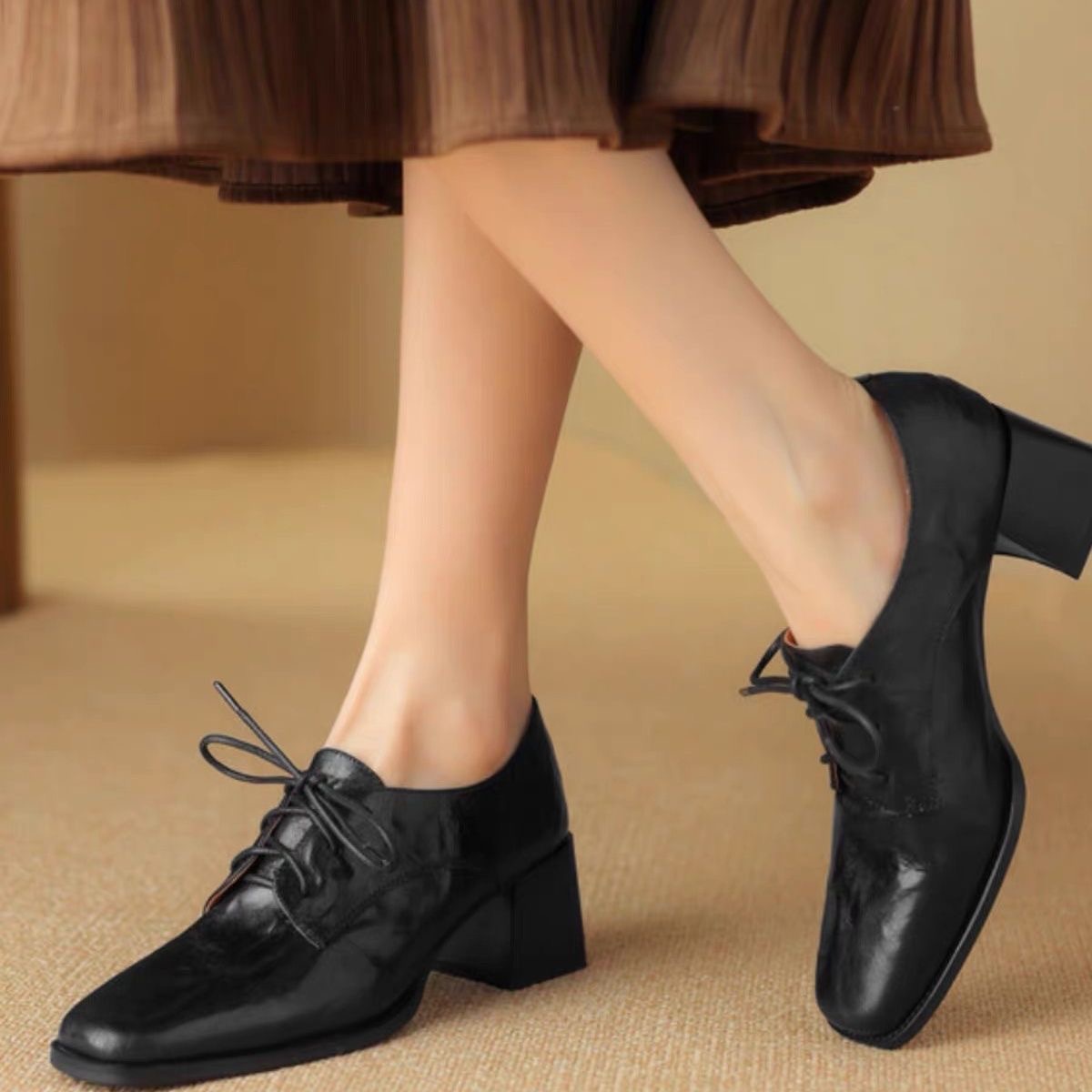 Women Square Toe Lace Up Oxfor - Oxford Lace Up Women recension och pris