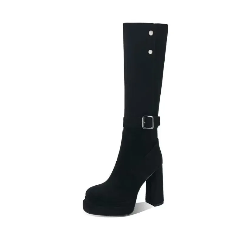Women Platform Thick High Heel - Knee High Boots Women recension och pris
