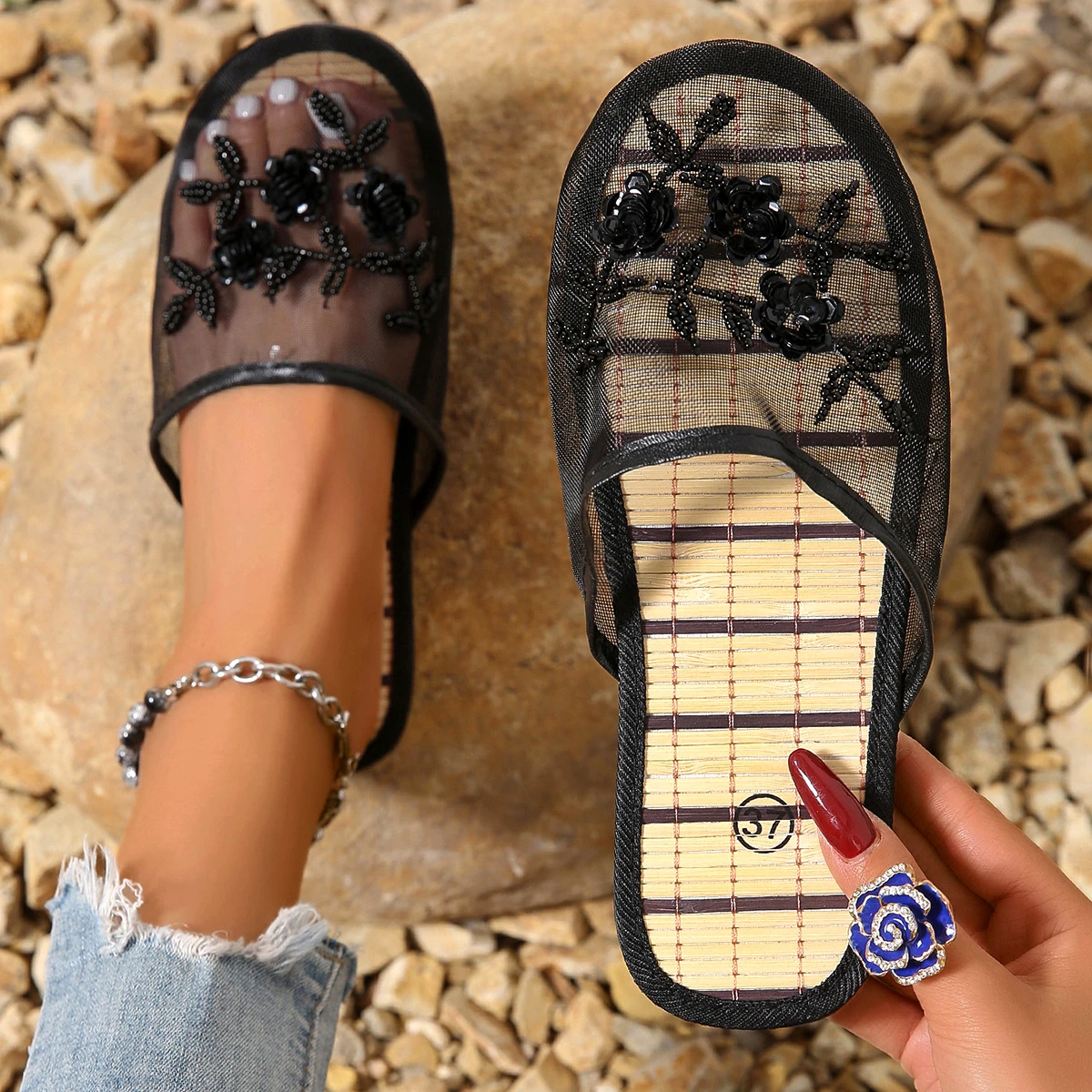 Ladies Mesh Closed Toe Slide S - Mule Slip On recension och pris