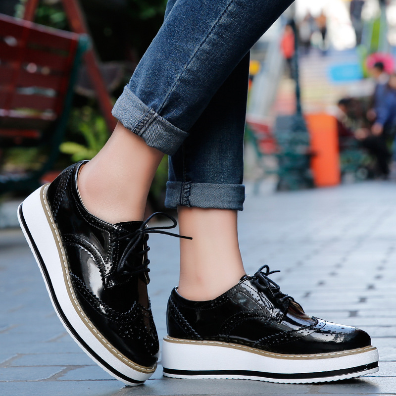 Women Loafers Shoes Leather Th - Oxford Lace Up Women recension och pris